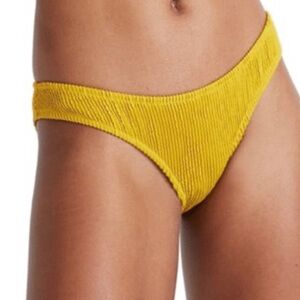 New Madewell Womens Textured High Leg Bikini Bottoms Yellow